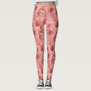 Bedårande Rosa Katt Leggings