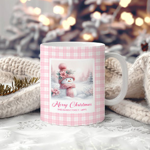 Bedårande Rosa Snömannen Mugg Mysig Julscen