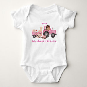 Bedårande rosa traktor & släpvagn med lantbruksdju t shirt