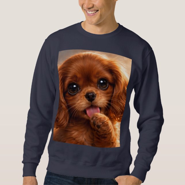 Bedårande Ruby Cavalier Spaniel Lång Ärmad Tröja (Framsida)