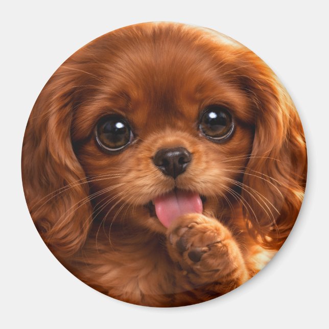 Bedårande Ruby Cavalier Spaniel Magnet (Framsidan)