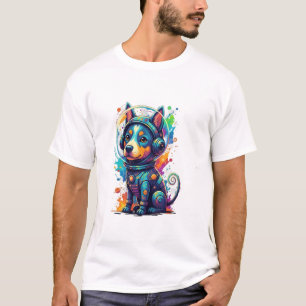 Bedårande rymdvalp i en retro rymddräkt t shirt