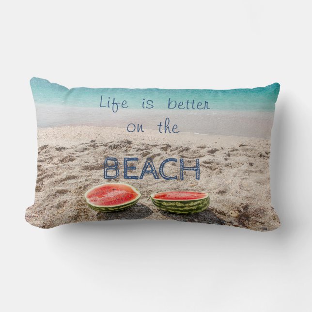 Bedårande Sand,Hav,Vattenmelon,Strand Lumbarkudde (Framsida)