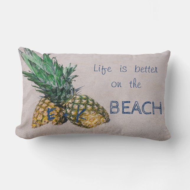 Bedårande Sand,Strand,Pineapple Lumbarkudde (Framsida)