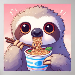 Bedårande sengångare som äter Ramen Poster
