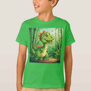 Bedårande serie-dinosaurie i frodig grön djungel t shirt