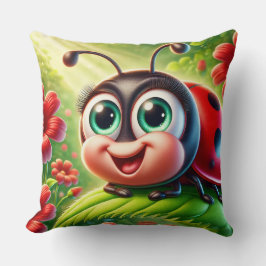 Bedårande serie ladybug i en livfull trädgård kudde