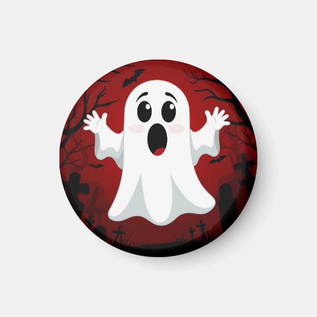 Bedårande serieande tecknad spökande Halloween Magnet (Framsidan)