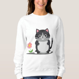Bedårande seriefigur katt med blomma t shirt