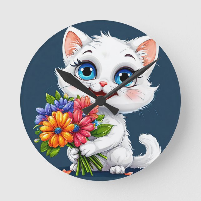 Bedårande seriefigur katt rund klocka (Framsida)