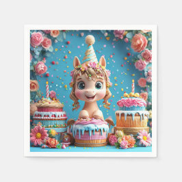 Bedårande seriehäst firar födelsedag pappersservett