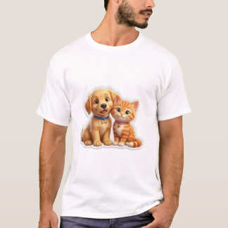 Bedårande seriehund och katt bästa vänner t shirt