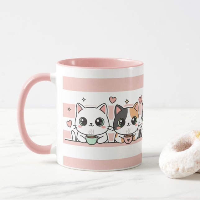 Bedårande seriekatts kaffekopp för kattälskare (Med munk)