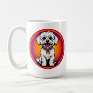 Bedårande serietecknad hund som bär en kedja kaffemugg