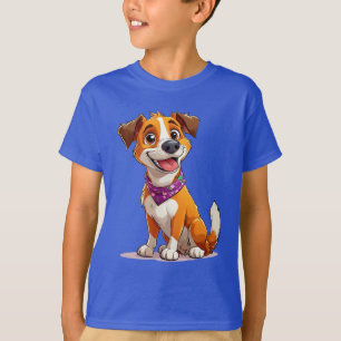 Bedårande serietecknad hund som bär en lila bandan t shirt