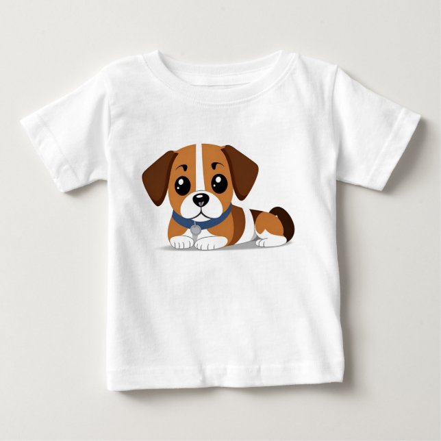 Bedårande serieteckning av beagle-valp som ligger  t shirt (Framsida)