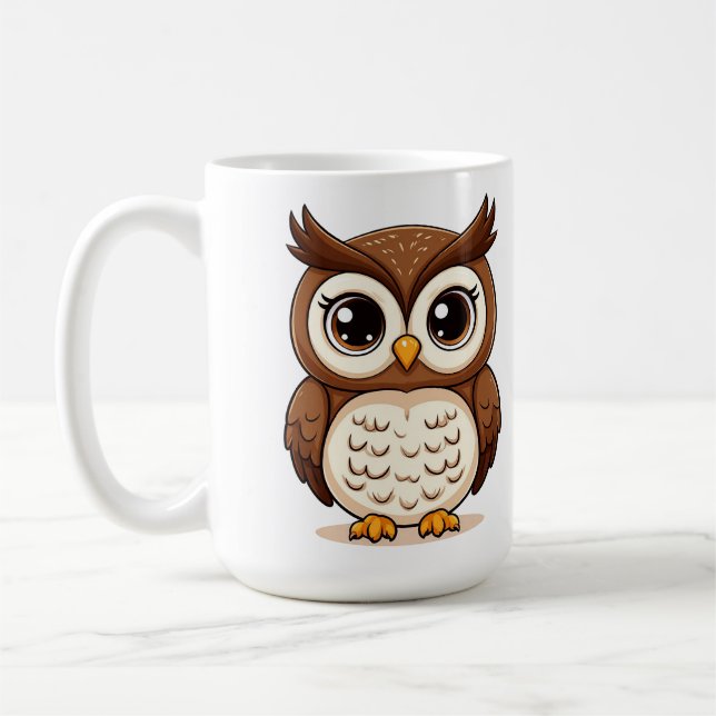 Bedårande serieuggla med stora ögon kaffemugg (Vänster)