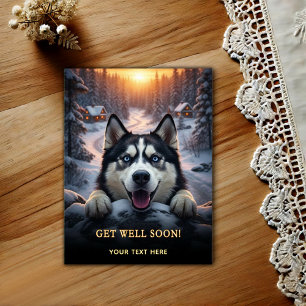 Bedårande Siberian Husky Önska Snart Bättre  Vykort