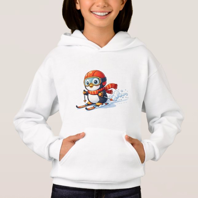 Bedårande skidåkande pingvin t shirt (Framsida)