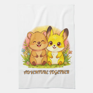 Bedårande Skogs Djurliga Vänner Kawaii Kökshandduk