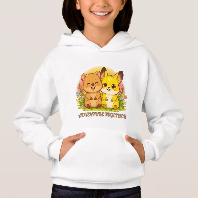 Bedårande Skogs Djurliga Vänner Kawaii T Shirt (Framsida)