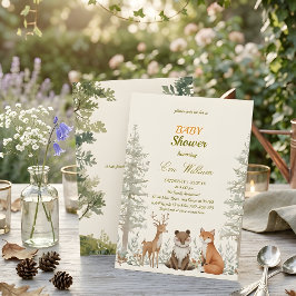 Bedårande Skogsdjur Baby Shower Inbjudan