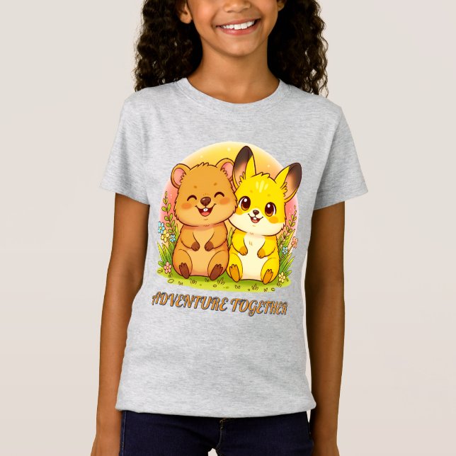 Bedårande Skogsdjursvänner Kawaii T Shirt (Framsida)