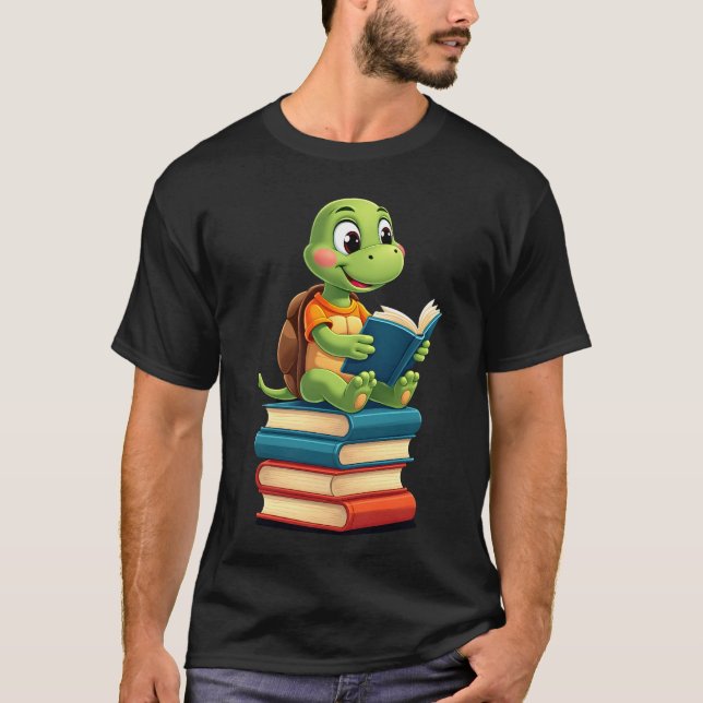 Bedårande Sköldpadda Läsning Böcker (4) T Shirt (Framsida)