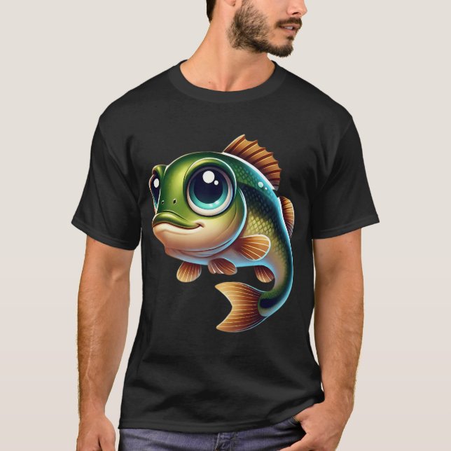 Bedårande småmunad abborre fisk t shirt (Framsida)