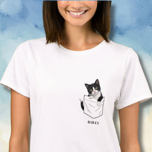 Bedårande smokingkatt i fickan Personligt namn T Shirt