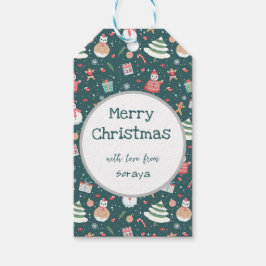 Bedårande Snemann Julmönster Presentetikett