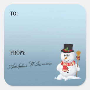 Bedårande Snöman Julpresent Etikett