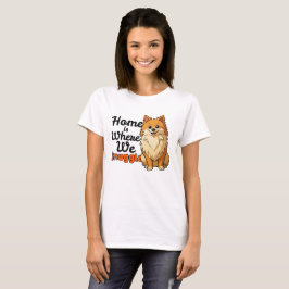 Bedårande "Snuggle" Pomeranian Valp – Söt Kawaii T Shirt