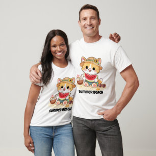 Bedårande Sommar Strand Katt T Shirt