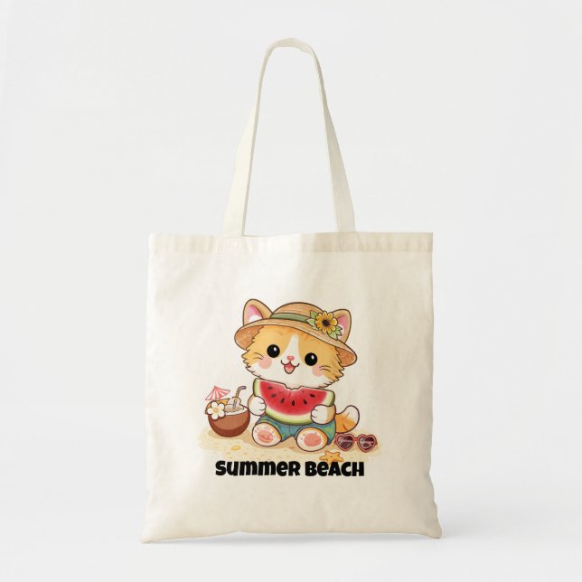 Bedårande Sommarstrandkatt Tygkasse (Framsidan)