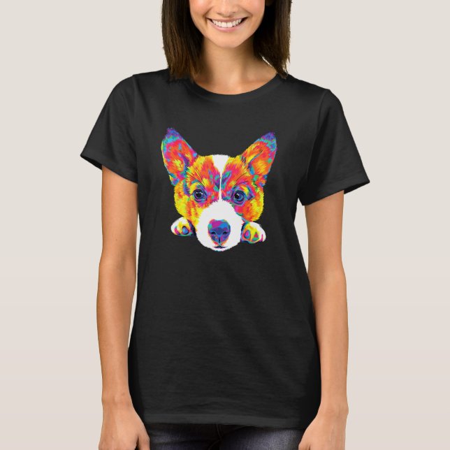 Bedårande sömnig regnbåge Corgi-valp T Shirt (Framsida)