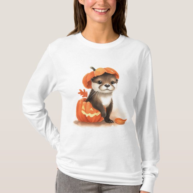 Bedårande söß Halloween utter T Shirt (Framsida)