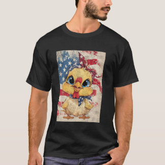 Bedårande Söt Americana Höns Och Amerikansk Flagga T Shirt