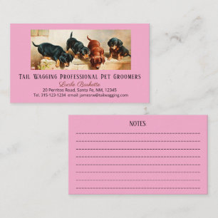 Bedårande söt dachshund-valp Husdjur Troning Rosa Visitkort