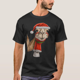 Bedårande söt kamel som bär jultomtehatt jul v2 t shirt