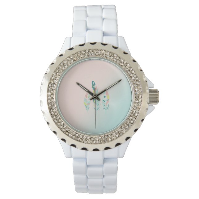 Bedårande Söt Modern Flickig Fjädrar Armbandsur (Framsida)