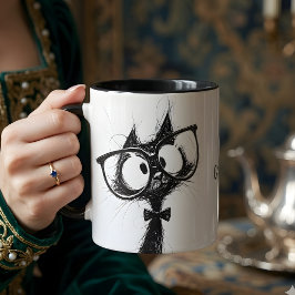 Bedårande Söt Nördkat med Glasögon Kaffe Mugg