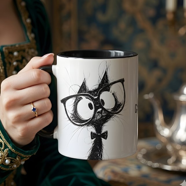 Bedårande Söt Nördkat med Glasögon Kaffe Mugg (Skapare uppladdad)