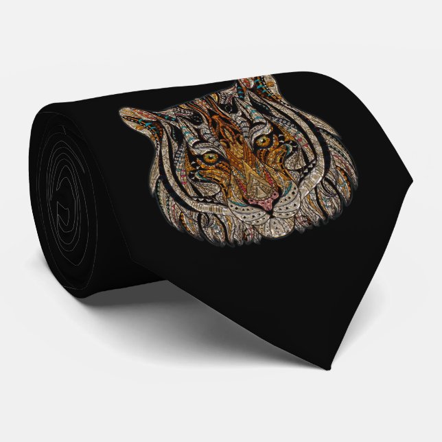 Bedårande Söt ,Tigerhuvud,Svart Slips (Rullad)