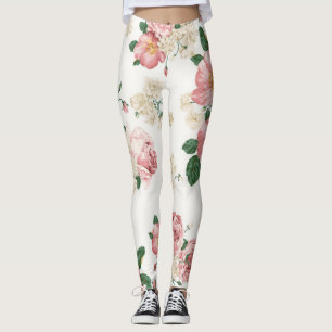 Bedårande söt tjej, blommor leggings