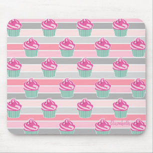 Bedårande Söta Cupcakes, Ränder -Personliga Musmatta