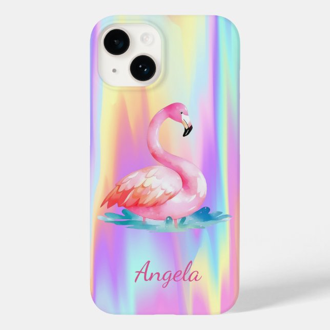 Bedårande söta rosa flamingos holografiska (Baksida)