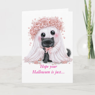 Bedårande spök- och kattunge Halloween-kort Kort