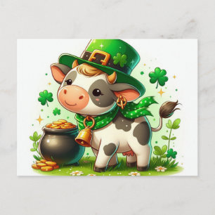 Bedårande St. Patricks Day Ko Vykort