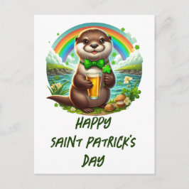 Bedårande St. Patricks Day utter med en drink Vykort